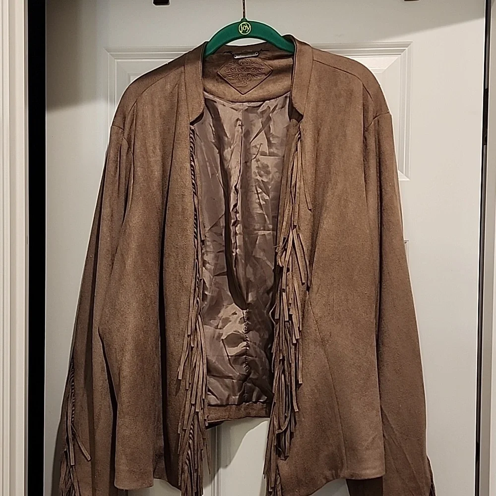 Jou Jou soft faux seude fringe mushroom jacket 3x - Picture 3 of 6